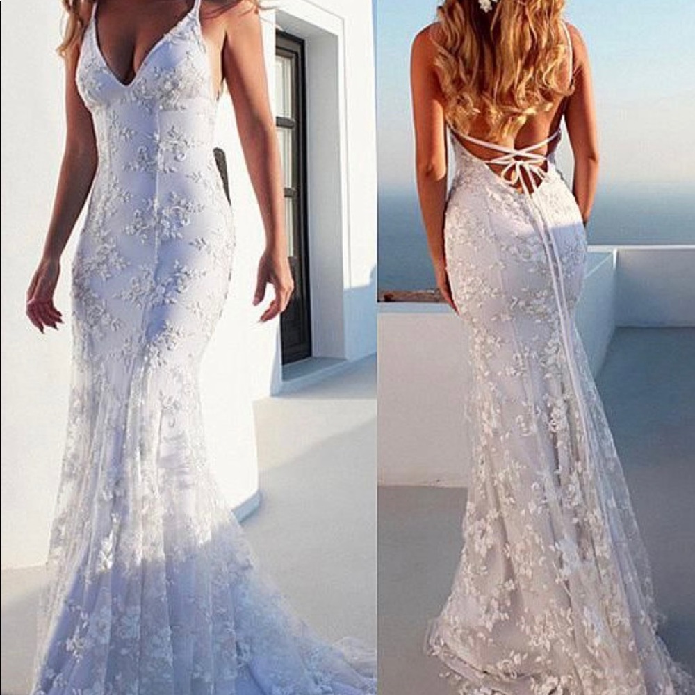 Tie up wedding dress